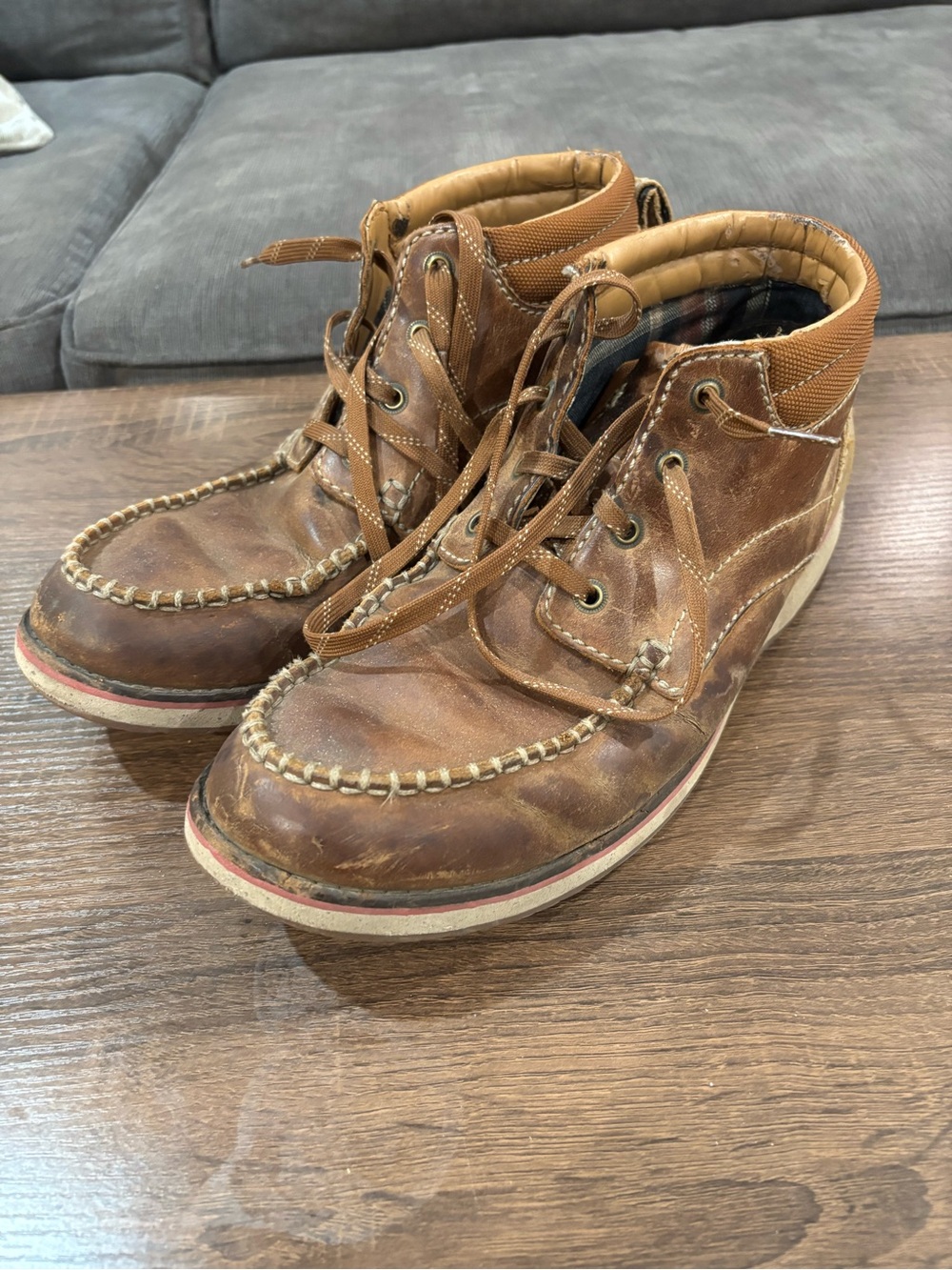 Men's Clark Brown Leather Moc Toe Lace-Up Boots